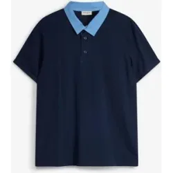 bonprix Piqué-Poloshirt mit gewebtem Kragen aus reiner Bio-Baumwolleblau 48Herren