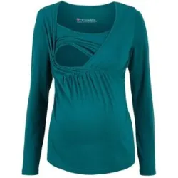 bonprix 2-in-1 Umstands- und Stillshirt aus Bio-Baumwollepetrol 32Damen