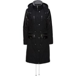 bonprix Long-Parka mit Lederimitateinsatzschwarz 38Damen