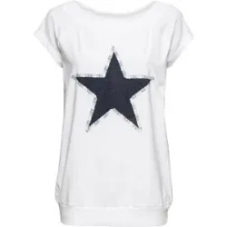 bonprix T-Shirt bequeme Passform, U-Boot-Ausschnitt, Rippbündchen