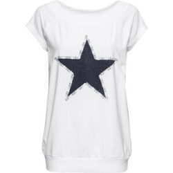 bonprix T-Shirt bequeme Passform, U-Boot-Ausschnitt, Rippbündchen