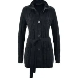 bonprix Longstrickjacke aus reiner Baumwolleschwarz 36Damen