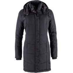 bonprix Long-Steppjacke, wattiert mit Kragen und Kapuzeschwarz 54Damen
