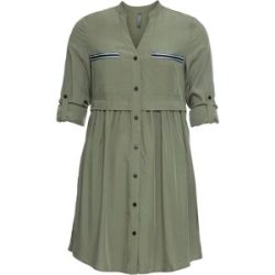 bonprix Hemdblusenkleid mit langem Arm und Riegel-Knopf-Element, mit kontrastfarbigem Einsatz