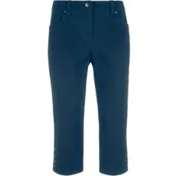 bonprix Baumwoll-Capri-Hose mit Bequembund und Knöpfenblau 40Damen