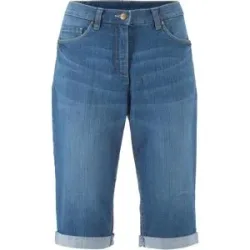 bonprix Jeans Bermuda Mid Waist mit gekrempeltem Saumblau 38Damen