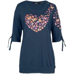bonprix T-Shirt bequeme Passform, Halbarm-Design, aus Baumwolle, ohne Kragen