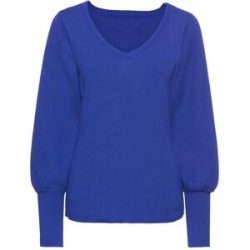 bonprix Strickpullover Viskosemischung, Ballonärmel, V-Ausschnitt