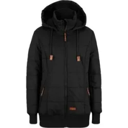 bonprix Outdoorjacke mit Lederimitat-Detailsschwarz 36Damen