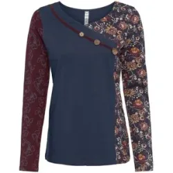 bonprix Langarmshirt mit Knöpfenblau 48Damen
