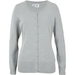 bonprix Basic Feinstrickjacke mit recycelter Baumwollegrau 36Damen
