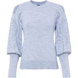bonprix Strickpullover Ballonärmel mit tollem Ajourmuster und extra breitem Strickbündchen