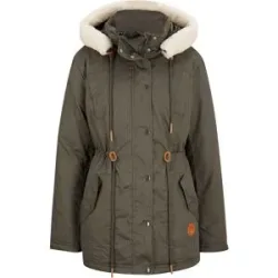 bonprix Wattierter Parka mit Fellimitat-Besatzgrün 50Damen