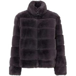 bonprix Fellimitat-Jacke mit Reißverschlussgrau 42Damen
