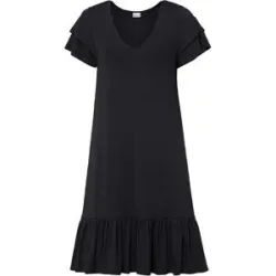 bonprix Jerseykleid mit Volant aus Viskose-Mixschwarz 44Damen