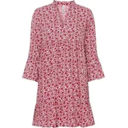 bonprix Minikleid mit Volants aus fließender Viskoseweiß 48Damen