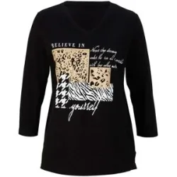 bonprix Shirt mit 3/4 Ärmelschwarz 56Damen
