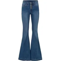bonprix Flared-Jeans mit offenem Saumabschlussblau 42Damen