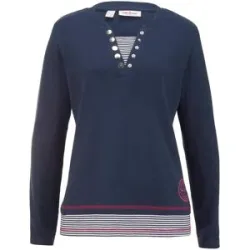 bonprix Baumwoll-Langarmshirt, 2 in 1-Optikblau 36Damen