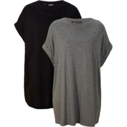 bonprix Longshirt aus reiner Bio-Baumwolle (2er Pack)grau 48Damen