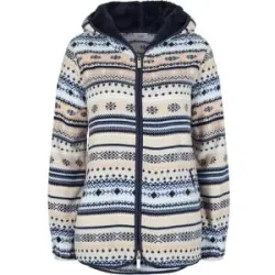 bonprix Kapuzen-Fleecejacke mit Norweger-Musterbeige 52Damen