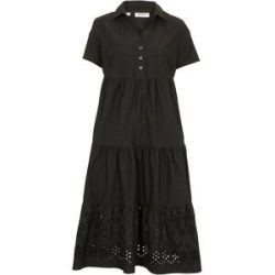 bonprix Tunika-Kleid aus reiner Baumwolle mit Lochstickereischwarz 52Damen