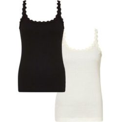 bonprix Shirttop Packung, 2 modischer Stil, Slim fit Passform, ohne Ärmel, mit Spitzenborte