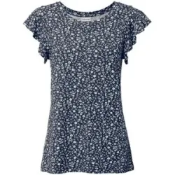 bonprix T-Shirt bequeme Passform, Kurzarm-Design, mit Volantärmeln
