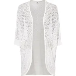 bonprix Longstrickjacke mit Lochmusterweiß 44Damen