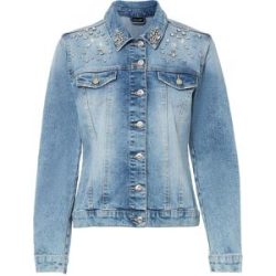 bonprix Jeansjacke in klassischer Form und mit hochwertigen Glitzersteinen