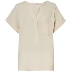 bonprix Kurzarmbluse aus Musselinbeige 38Damen