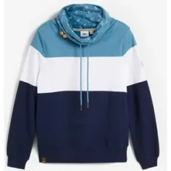 bonprix Sweatshirt mit bedrucktem Kragen aus reiner Baumwolleblau 44Damen