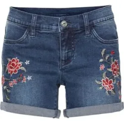 bonprix Jeans-Shorts Mid Waist, Stickereiblau 44Damen