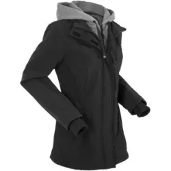 bonprix wasserabweisende Softshell-Longjacke, 2 in 1-Optikschwarz 54Damen