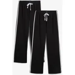 bonprix Sweathose aus reiner schwerer Baumwolle (2er-Pack )schwarz 32Damen