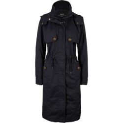 bonprix Langer Trenchcoat mit Kapuze, tailliert,  leicht wattiertschwarz 38Damen
