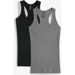 bonprix Tanktop Packung, 2 Ringerrücken, Ripp-Qualität