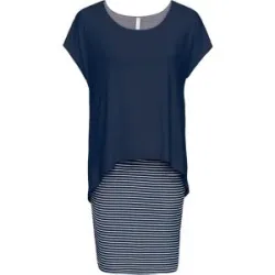 bonprix Jerseykleid mit Streifenrockblau 48Damen