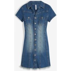 bonprix Jeanskleid A-Linien-Schnitt, kurzer Arm, tailliertes Design, mit Brusttaschen