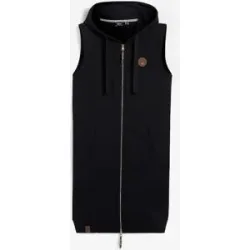 bonprix Long-Sweatweste mit Kapuze aus Baumwoll-Mixschwarz 48Damen