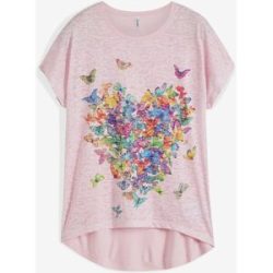 bonprix T-Shirt toller Materialmix, überschnittene Schultern, hinten länger