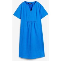 bonprix Tunika-Kleid mit Taschen aus Leinen-Baumwoll-Mixblau 38Damen