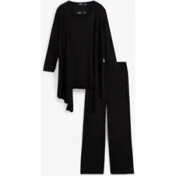bonprix Loungewear Hausanzug (3-tlg.Set)schwarz 56Damen