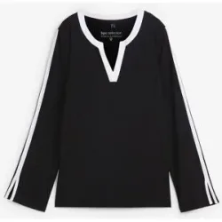 bonprix Langarmshirt bequeme Passform, Langarm-Design, mit kontrastfarbigen Details