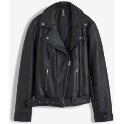 bonprix Bikerjacke mit Gürtelschlaufen und abnehmbarem Gürtel am Bund, aus Lederimitat
