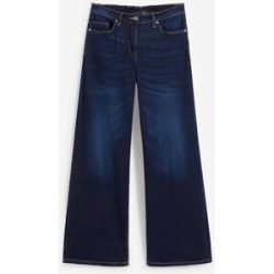 bonprix Wide-Leg-Jeans Mid Waist, Bequembundblau 56Damen