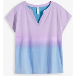 bonprix Baumwoll-Henleyshirt mit Ombré-Dye-Effektblau 40Damen
