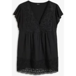 bonprix Shirt in Viskose-Baumwoll-Mixschwarz 32Damen