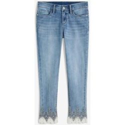 bonprix Skinny-Jeans mit Spitze, croppedblau 40Damen