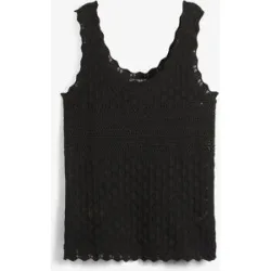 bonprix Stricktop aus Baumwollmix, figurumspielende Passform, ärmellos, ohne Kragen